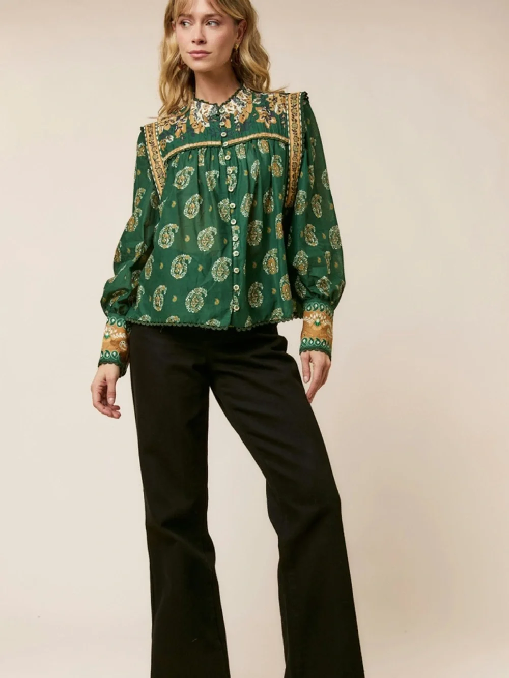 FARM Rio Tayla Green Blouse Size XXS NWT